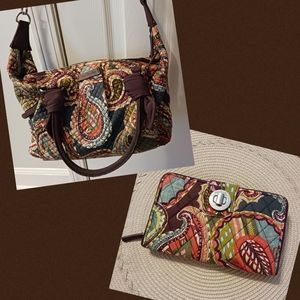 🍂Vera Bradley Heirloom Paisley Hadley Satchel and Turn-lock Wallet Bundle